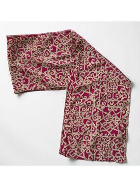 Intricate Magenta Scarf Rectangular Lightweight Ornate Pattern 52 Inch